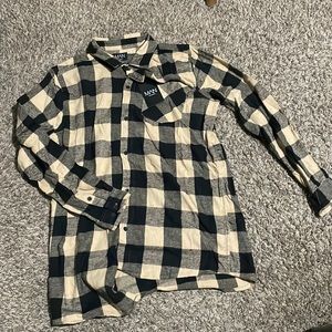 Tan and black checker flannel